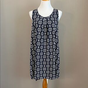PinkBlush Navy and White Geometric Print Sleeveless Dress